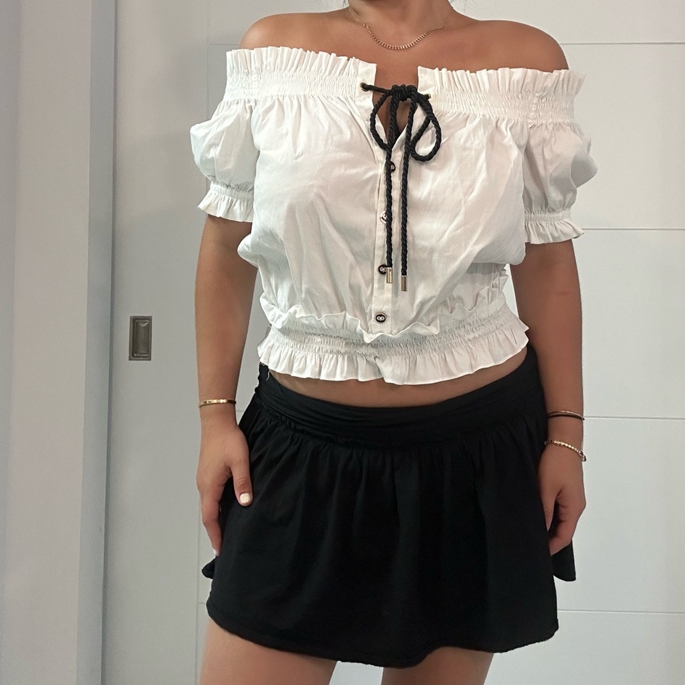 Caroline Constas Off the Shoulder White Blouse